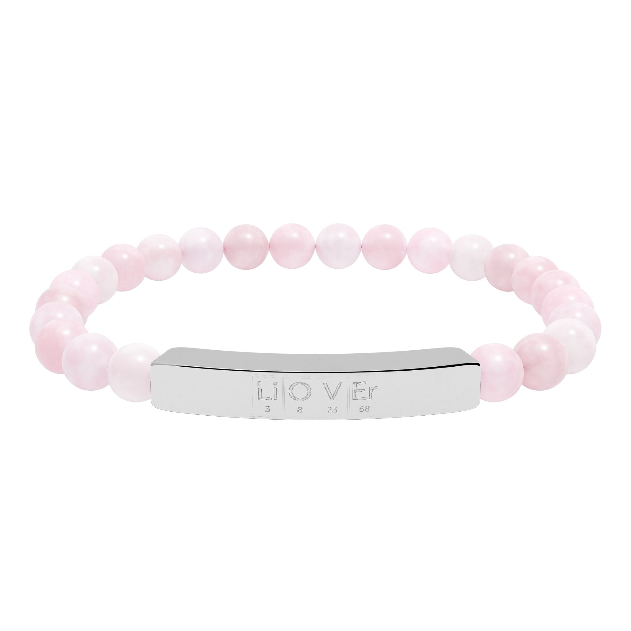 Engravable Natural Stone Bead Bar Bracelet — Stretch Gemstone Bracelet for Men & Women