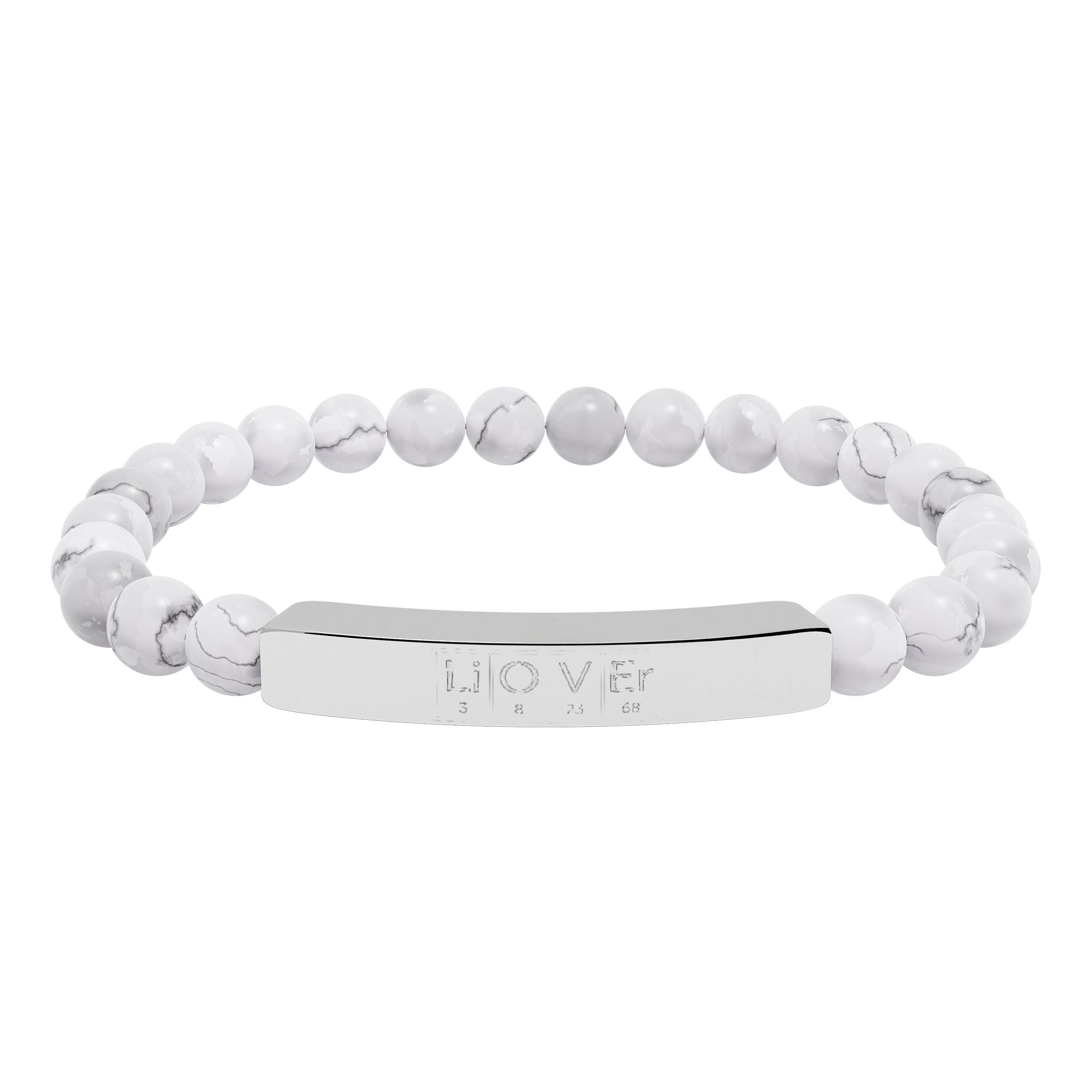 Engravable Natural Stone Bead Bar Bracelet — Stretch Gemstone Bracelet for Men & Women