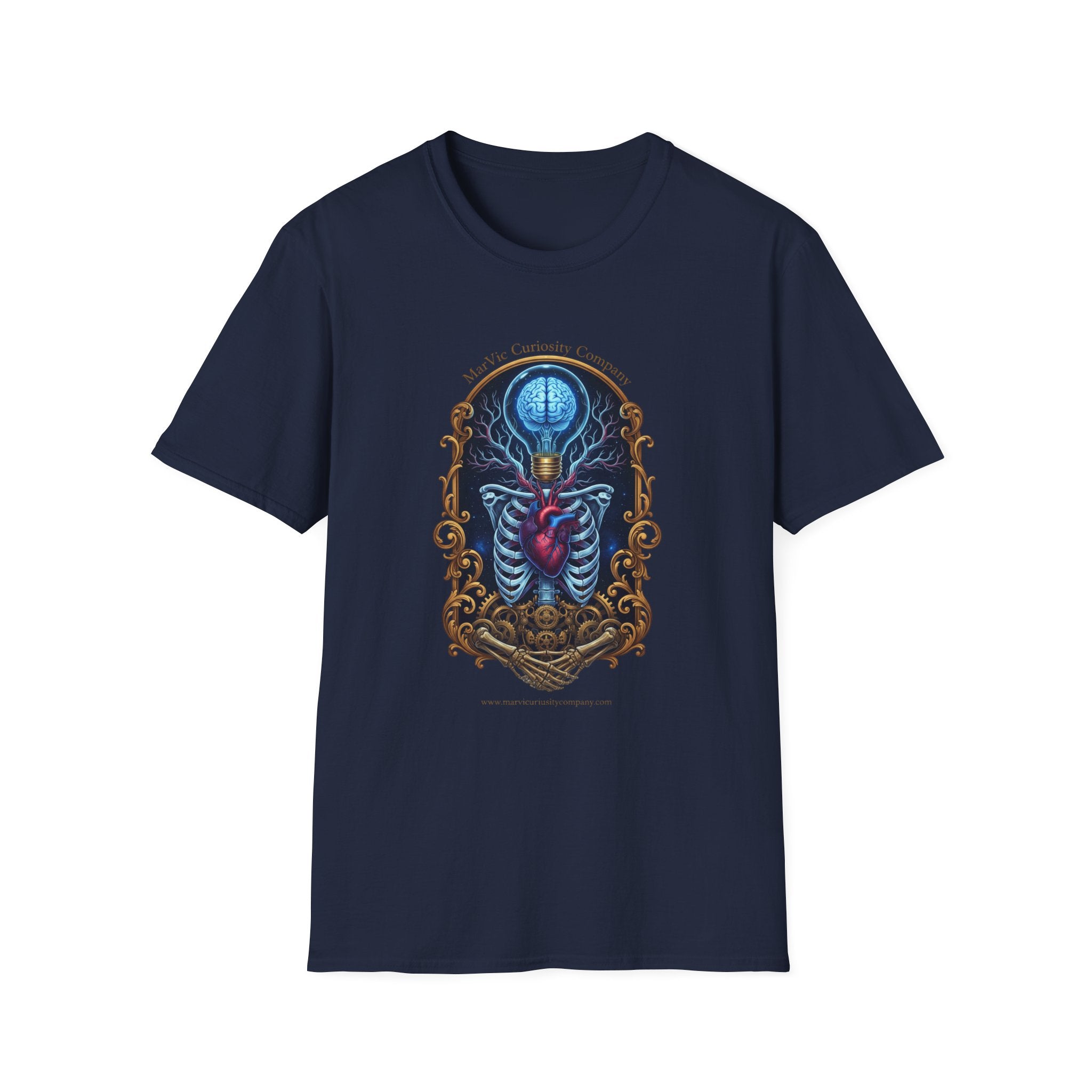 Anatomical Heart and Ribcage Art Tee — Gothic Medical Illustration T-Shirt