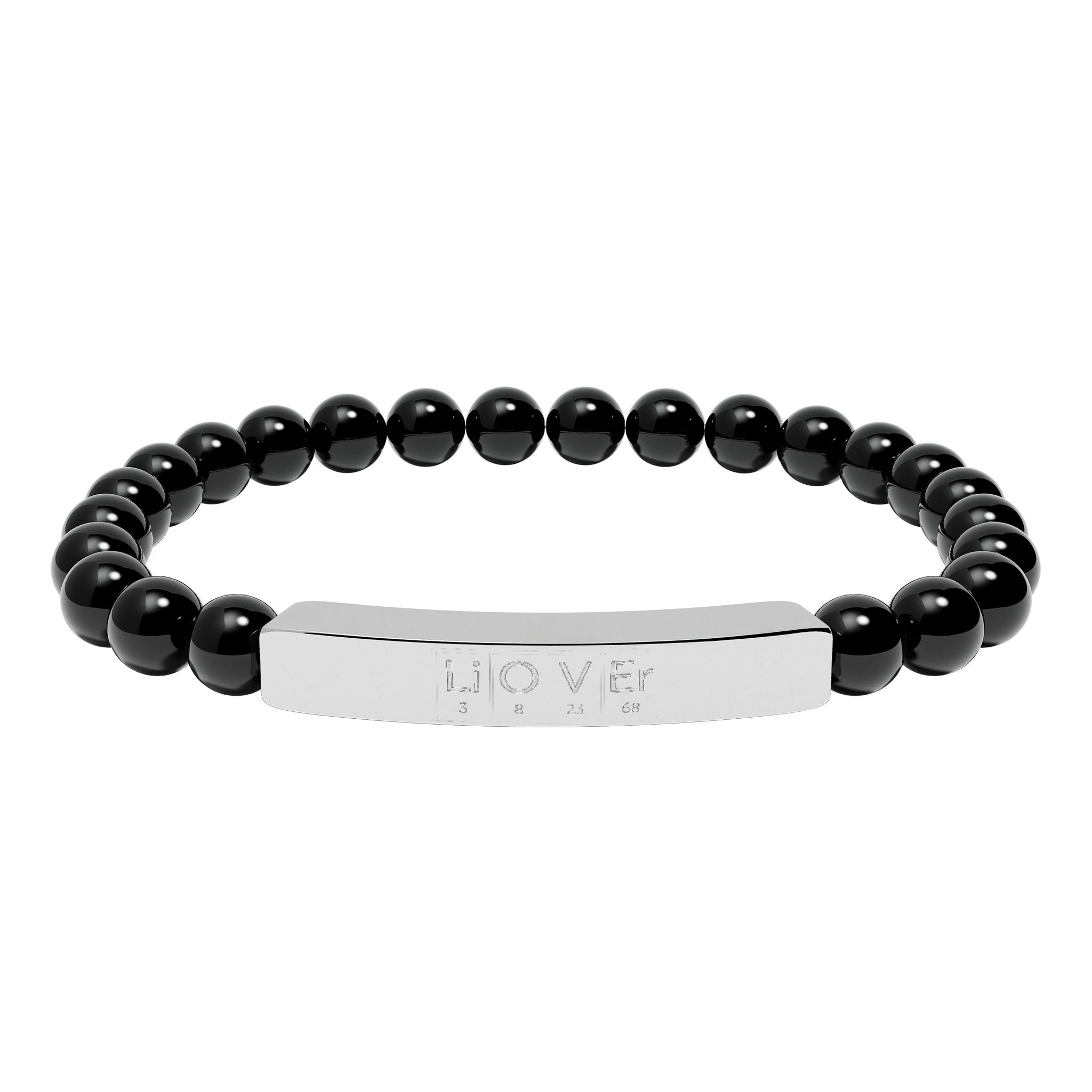 Engravable Natural Stone Bead Bar Bracelet — Stretch Gemstone Bracelet for Men & Women