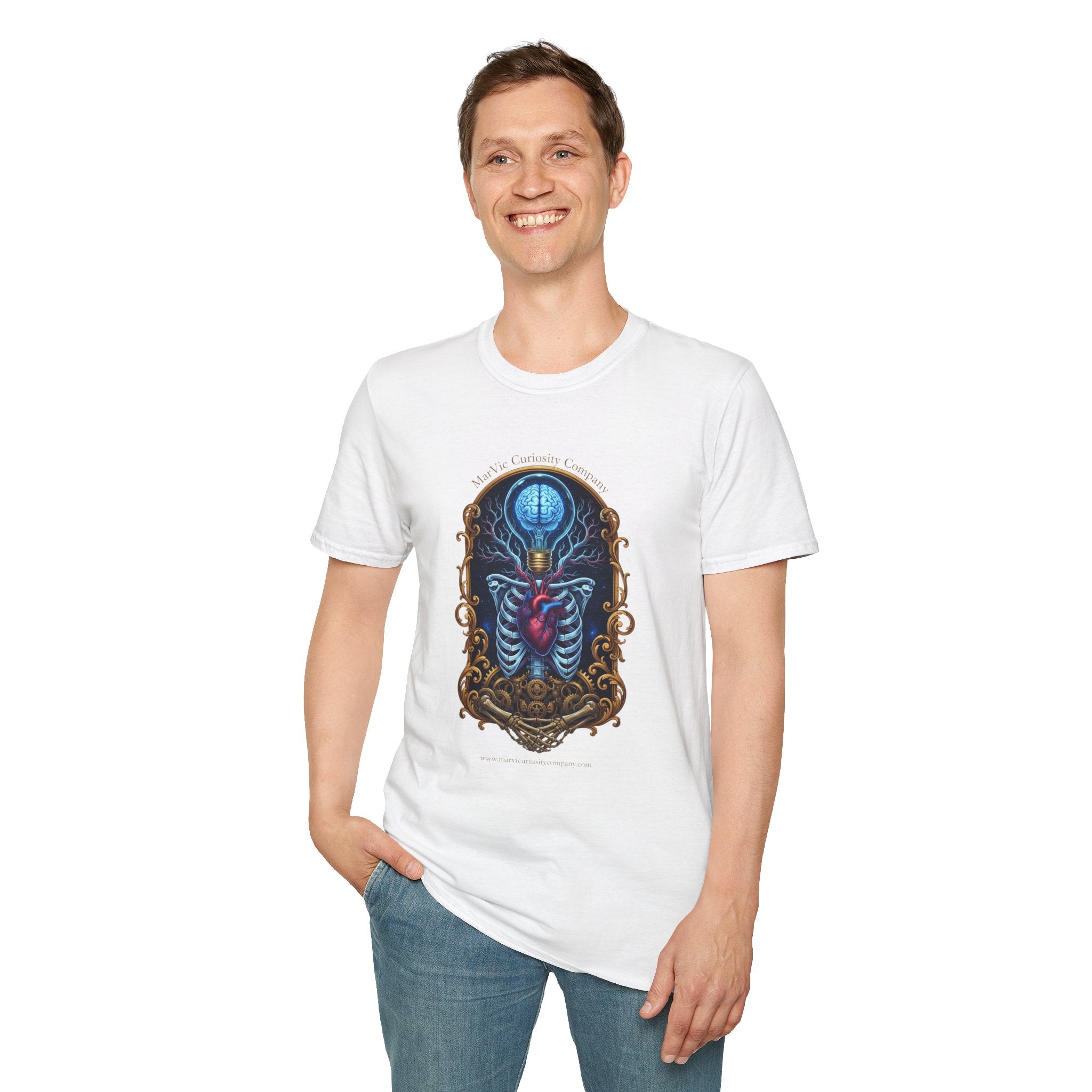 Anatomical Heart and Ribcage Art Tee — Gothic Medical Illustration T-Shirt