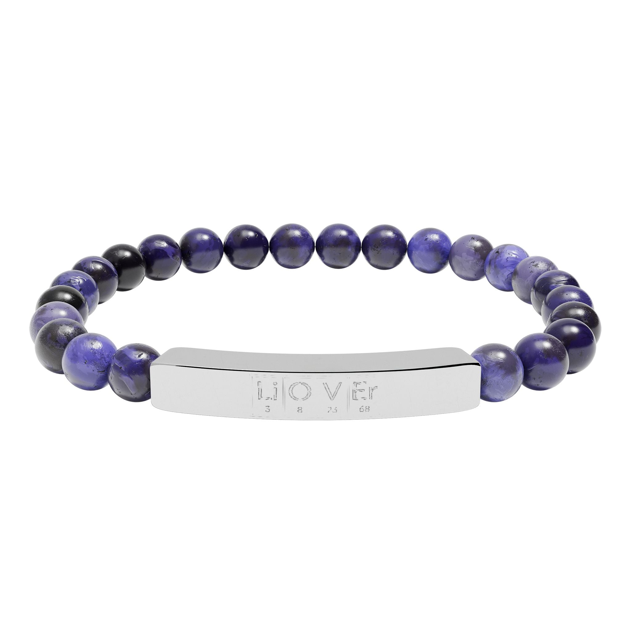 Engravable Natural Stone Bead Bar Bracelet — Stretch Gemstone Bracelet for Men & Women