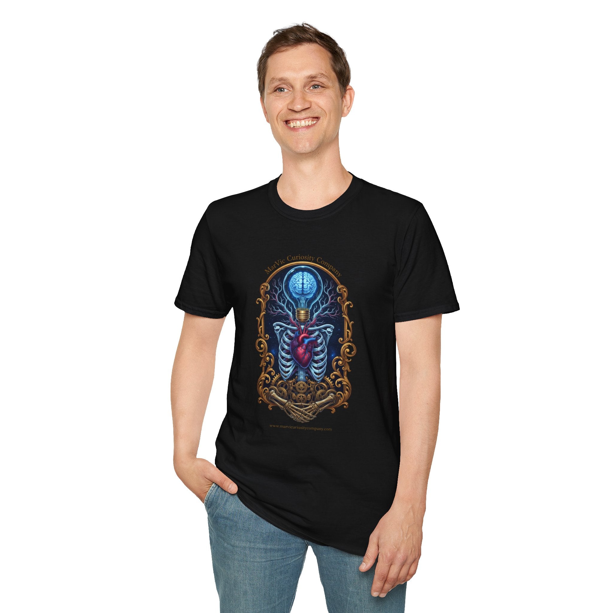 Anatomical Heart and Ribcage Art Tee — Gothic Medical Illustration T-Shirt