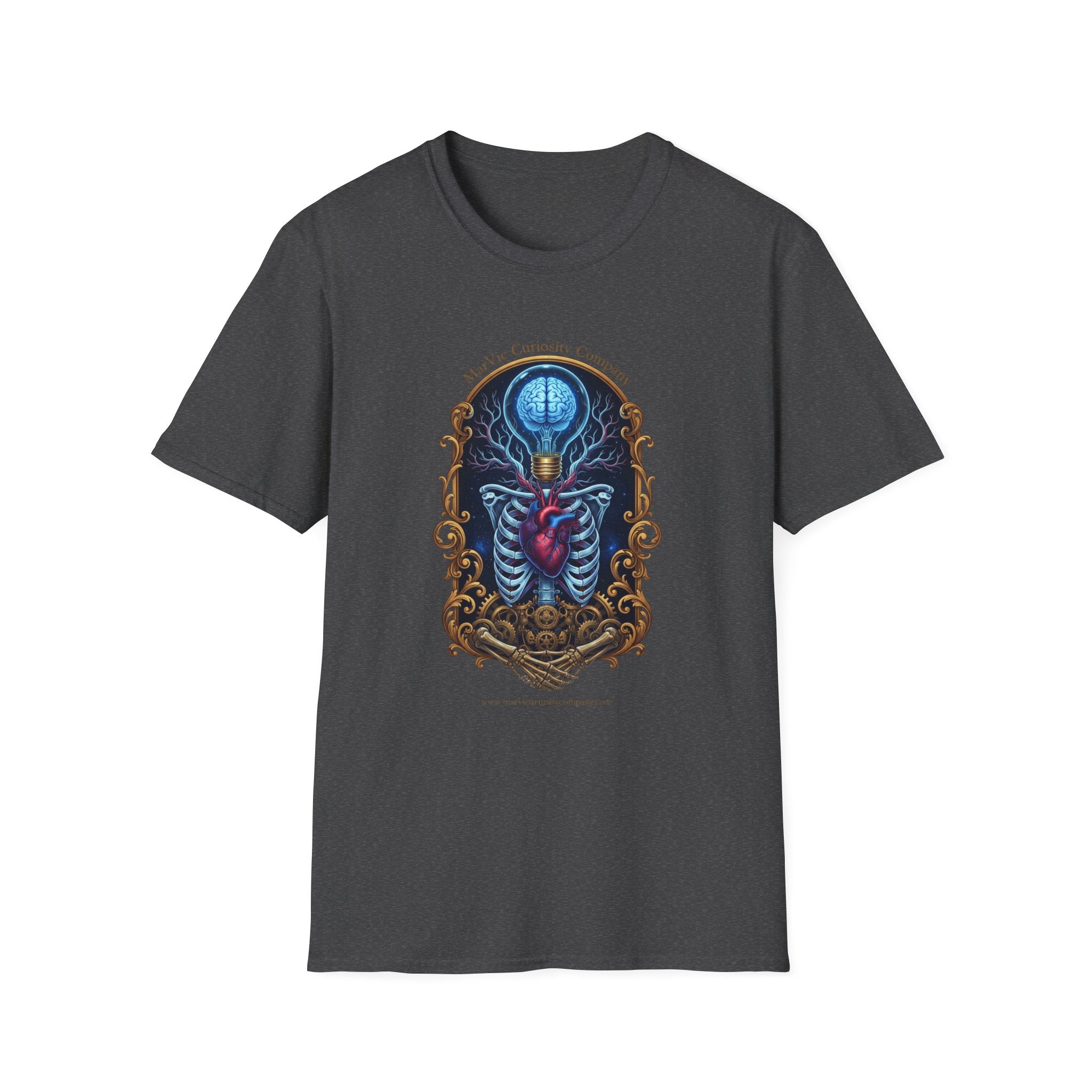 Anatomical Heart and Ribcage Art Tee — Gothic Medical Illustration T-Shirt