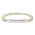 Engravable Natural Stone Bead Bar Bracelet — Stretch Gemstone Bracelet for Men & Women