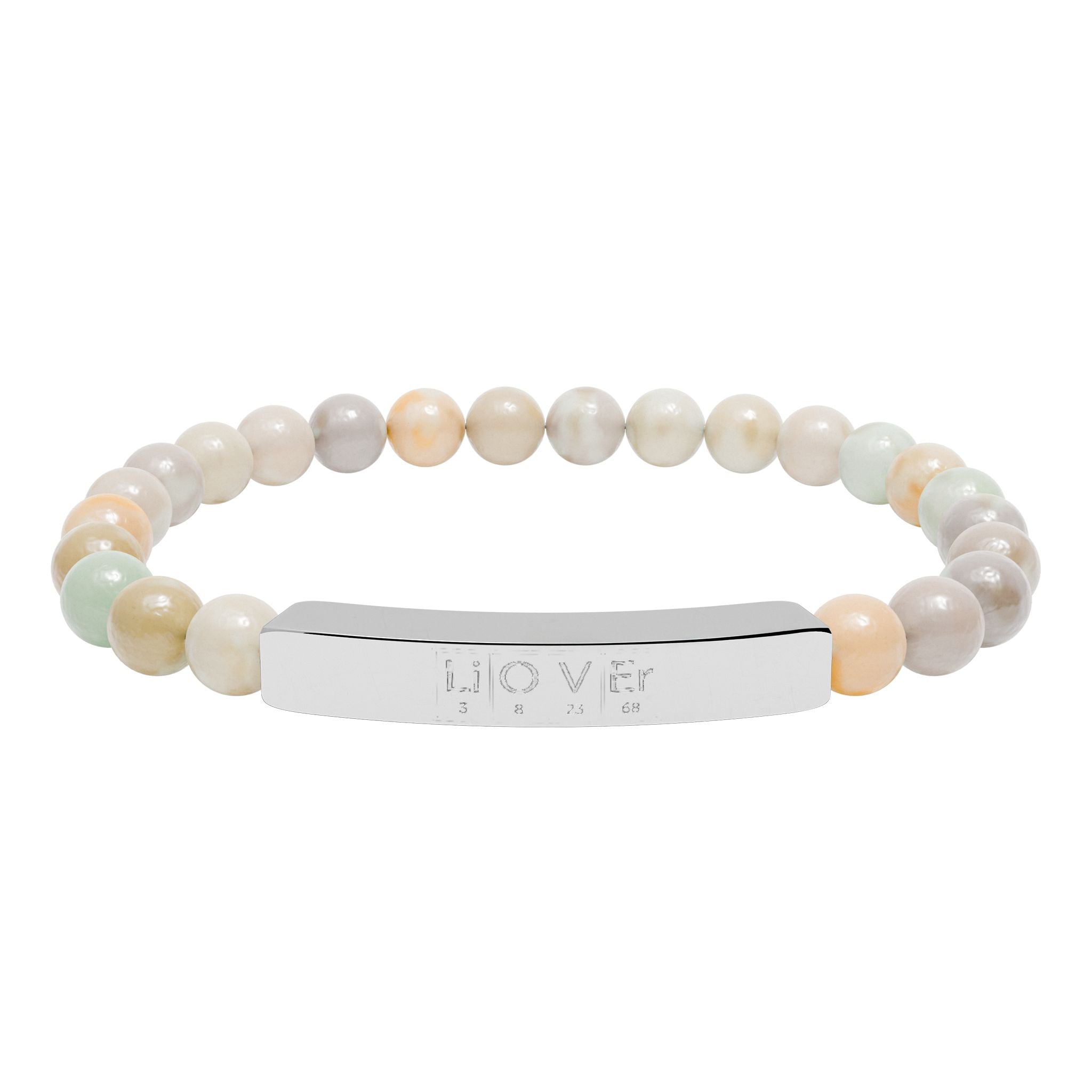 Engravable Natural Stone Bead Bar Bracelet — Stretch Gemstone Bracelet for Men & Women