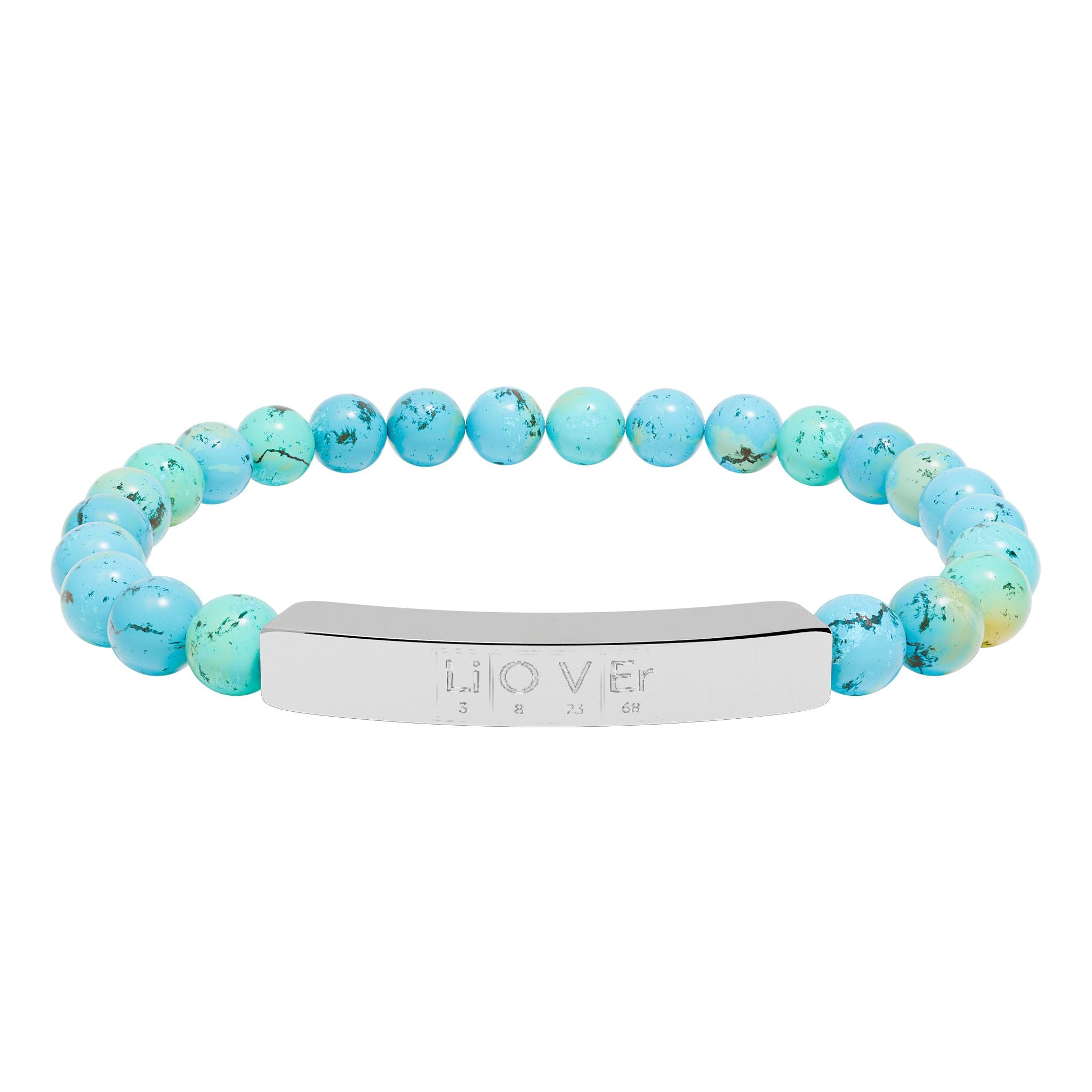 Engravable Natural Stone Bead Bar Bracelet — Stretch Gemstone Bracelet for Men & Women