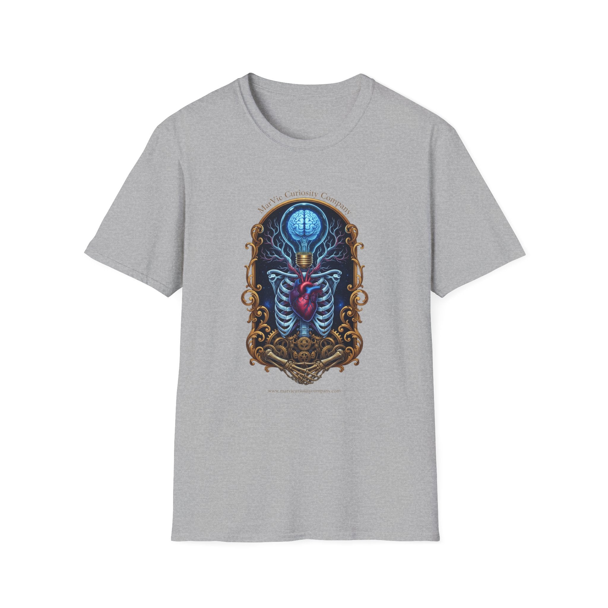 Anatomical Heart and Ribcage Art Tee — Gothic Medical Illustration T-Shirt