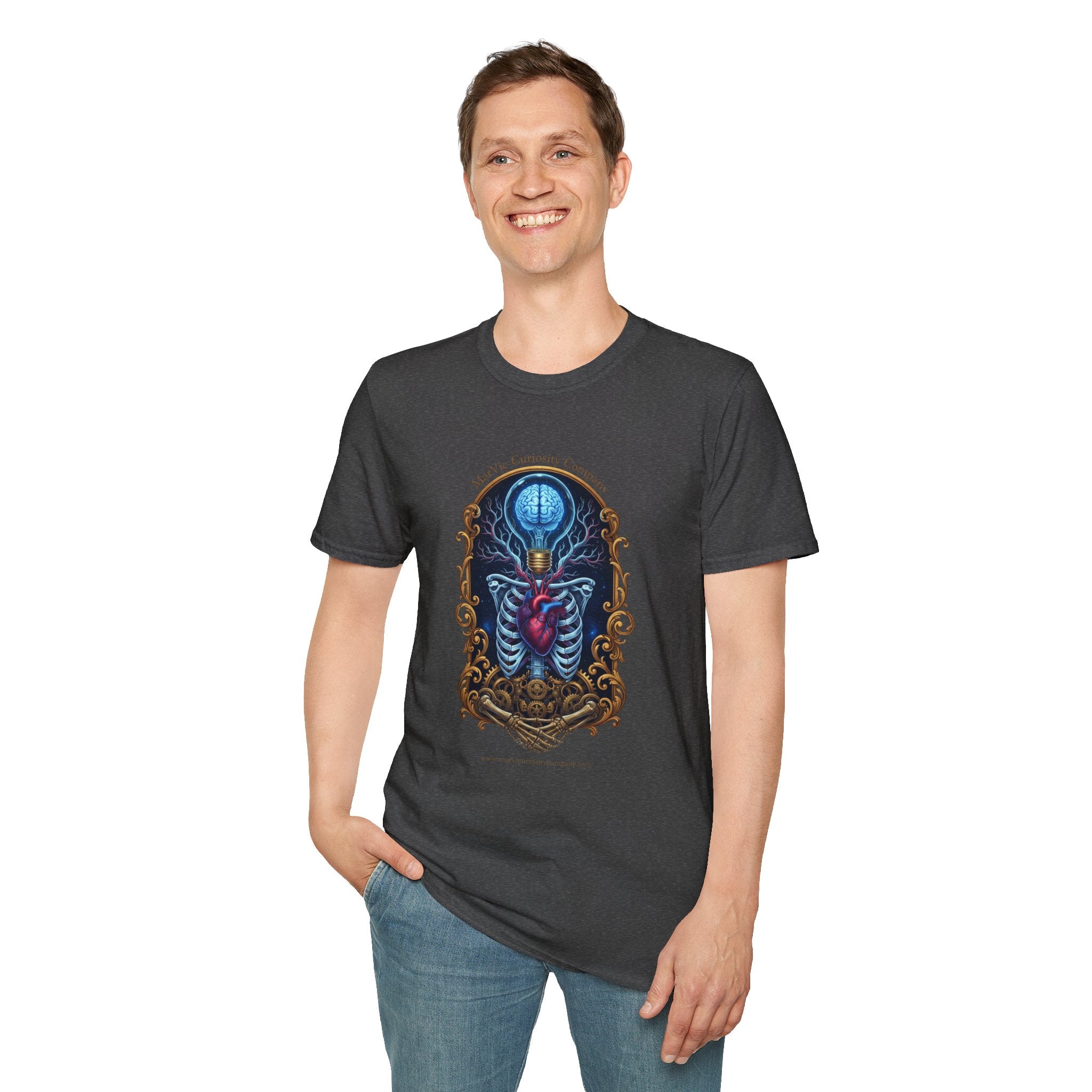 Anatomical Heart and Ribcage Art Tee — Gothic Medical Illustration T-Shirt