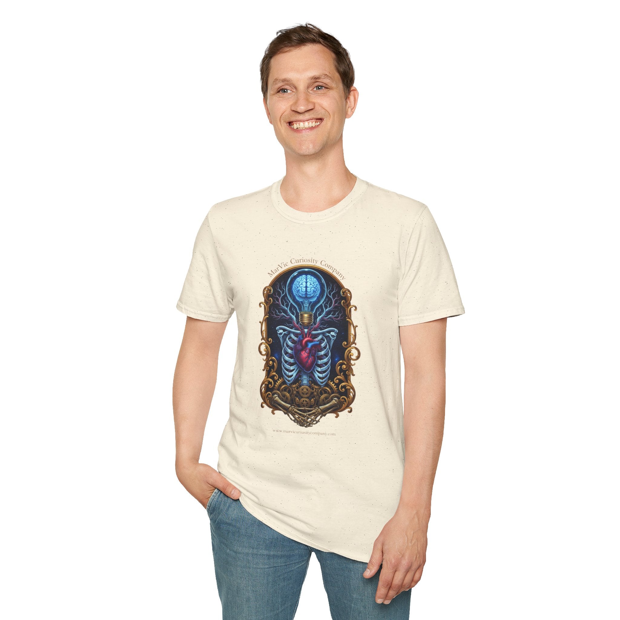 Anatomical Heart and Ribcage Art Tee — Gothic Medical Illustration T-Shirt