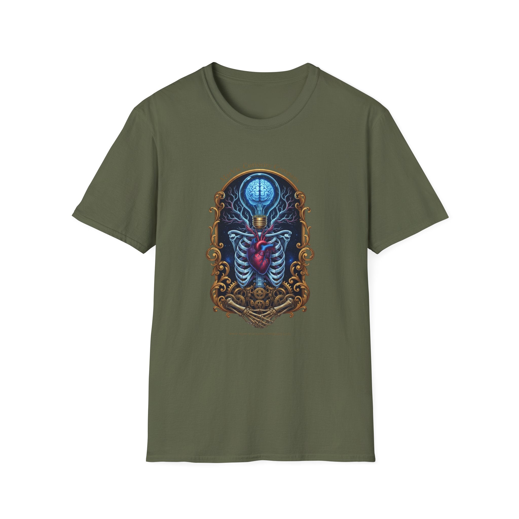 Anatomical Heart and Ribcage Art Tee — Gothic Medical Illustration T-Shirt