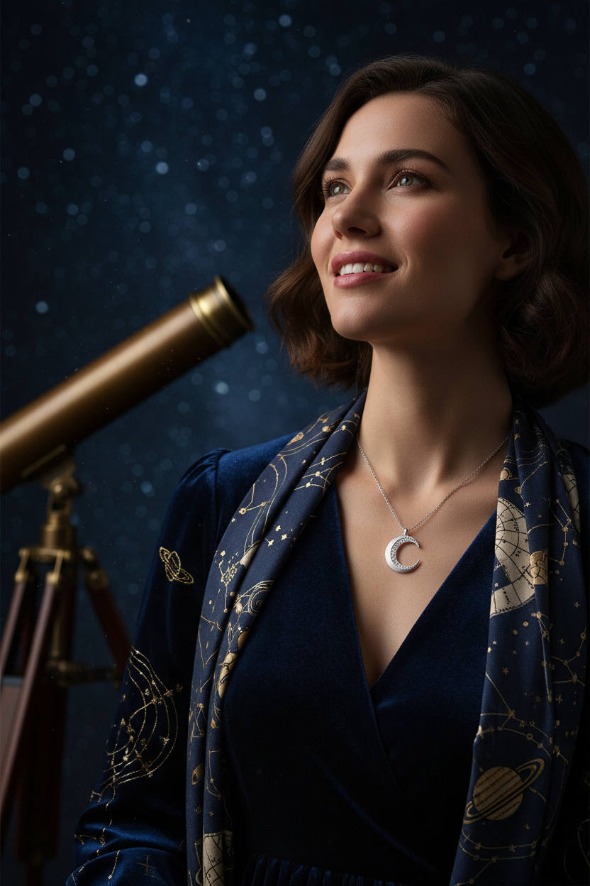 Sterling Silver CZ Encrusted Crescent Moon Necklace